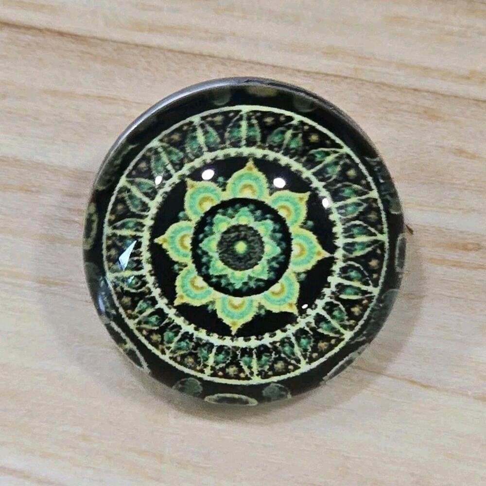 Snap Jewelry Green Mandala Kaleidoscope Button Fits Ginger Noosa Accessories